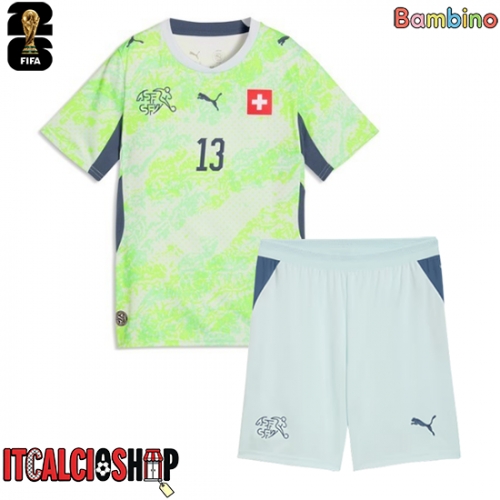 Svizzera Zeki Amdouni #23 Seconda Maglia Bambino Mondiali 2026 Manica Corta (+ Pantaloni corti)